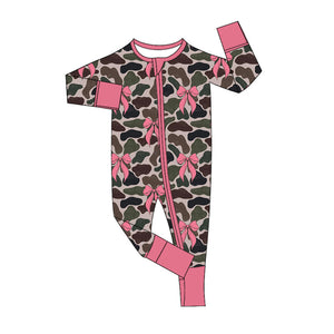 LR2143 pre-order baby girl clothes bows camo girl winter romper-2024.11.21