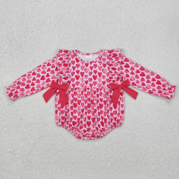 LR2146 Baby pink long sleeve love heart romper