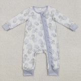 LR2157 Baby Girls blue zipper romper