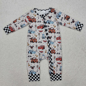 LR2160 Baby cartoon car zipper romper