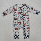 LR2160 Baby cartoon car zipper romper