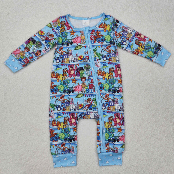 LR2163 Baby toy zipper blue romper