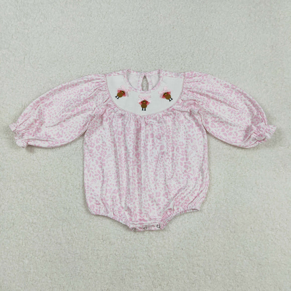 LR2184  Halloween baby girls smocked Turkey bubble