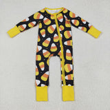 LR2198 baby boys long sleeve yellow navy zipper romper