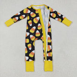 LR2198 baby boys long sleeve yellow navy zipper romper