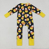 LR2198 baby boys long sleeve yellow navy zipper romper