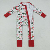 LR2203 baby girls long sleeve red green zipper romper