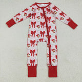 7.24  USA LR2223 baby girls Christmas Santa Claus red bow zipper romper