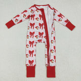 7.24  USA LR2223 baby girls Christmas Santa Claus red bow zipper romper