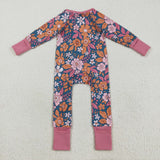 LR2244 baby girls flower zipper red romper