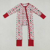 LR2248 baby girls Christmas bear zipper red romper