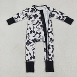 LR2253 baby boys black bow zipper romper