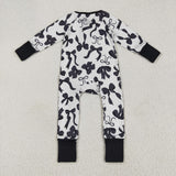 LR2253 baby boys black bow zipper romper