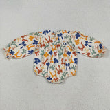 LR2257 baby girls Thankful colorful bow romper smocked