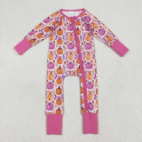 7.24 USA LR2270 baby girls rose purple pumpkin long sleeve zipper romper