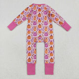 7.24 USA LR2270 baby girls rose purple pumpkin long sleeve zipper romper