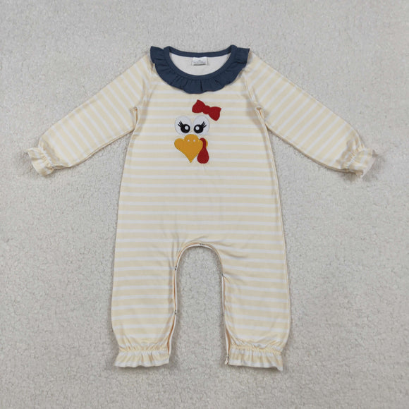 LR2424  baby embroidered Thanksgiving turkey romper