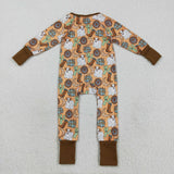 LR2463 baby boot cactus zipper brown romper