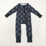LR2466 baby cowboy zipper black romper