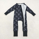 LR2466 baby cowboy zipper black romper
