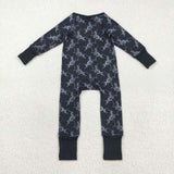 LR2466 baby cowboy zipper black romper