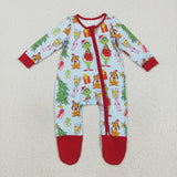 LR2478 baby girls Christmas red zipper romper