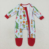 LR2478 baby girls Christmas red zipper romper