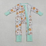 LR2565 baby boys Halloween pumpkin zipper romper