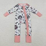 LR2571 baby girls Happy new year pink zipper romper