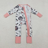 LR2571 baby girls Happy new year pink zipper romper
