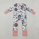 LR2571 baby girls Happy new year pink zipper romper