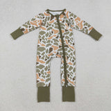 LR2578 baby boys Camogreen zipper romper