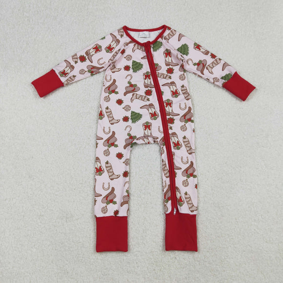 LR2584  baby girl clothes cowboy  toddler girl christmas winter romper