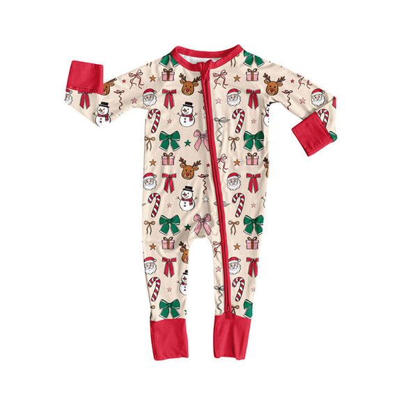 LR2595 pre-order baby girl clothes snowman toddler girl christmas winter romper-2025.9.10