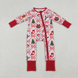 LR2632 baby girls Christmas zip red romper