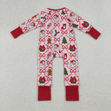 LR2632 baby girls Christmas zip red romper