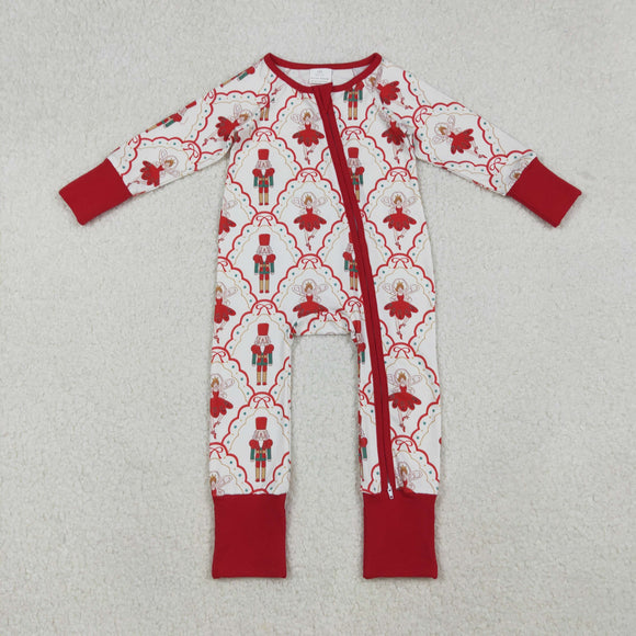 LR2633 baby girls Christmas Soldier zip red romper