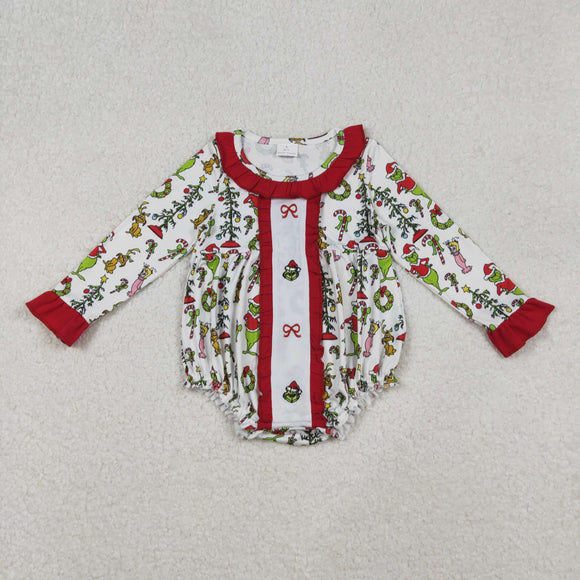 LR2635 baby girls Christmas embroidered cartoon romper