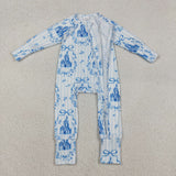 LR2661 baby castle zip blue romper