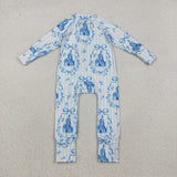LR2661 baby castle zip blue romper