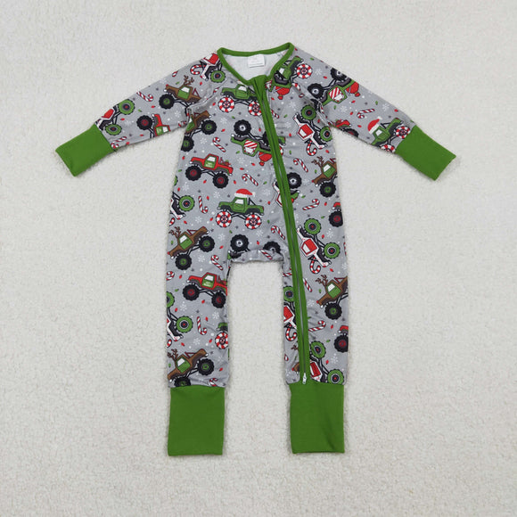 LR2669 baby boys tractor zip romper