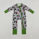 LR2669 baby boys tractor zip romper