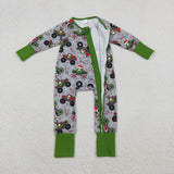 LR2669 baby boys tractor zip romper