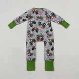 LR2669 baby boys tractor zip romper