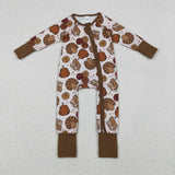 LR2690 baby Thanksgiving turkey zipper  romper