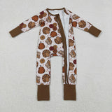 LR2690 baby Thanksgiving turkey zipper  romper