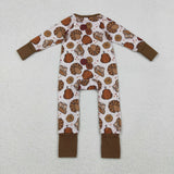 LR2690 baby Thanksgiving turkey zipper  romper