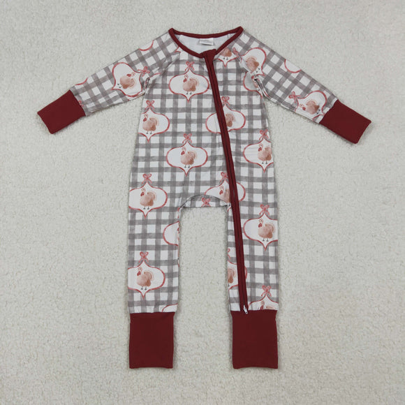 LR2691 baby Thanksgiving turkey zipper  romper
