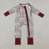 LR2691 baby Thanksgiving turkey zipper  romper