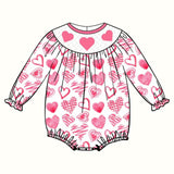 10.9 Pre-order LR2767 baby girls embroidered Valentine's long sleeves romper
